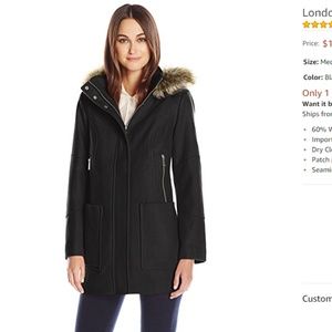 Fashion  Women's 31" Wool with Fur Trim Hood coat